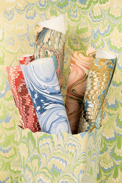 Hand Marbled Nila Feathers Gift Wrapping Paper Sheets