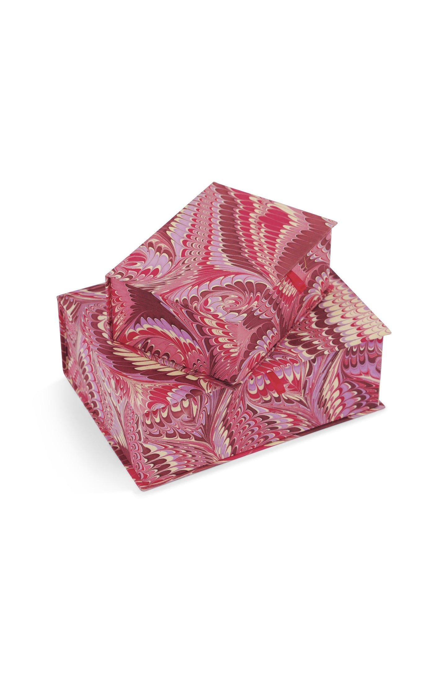 Hand-Marbled Keepsake Box Set in Florentine Pink