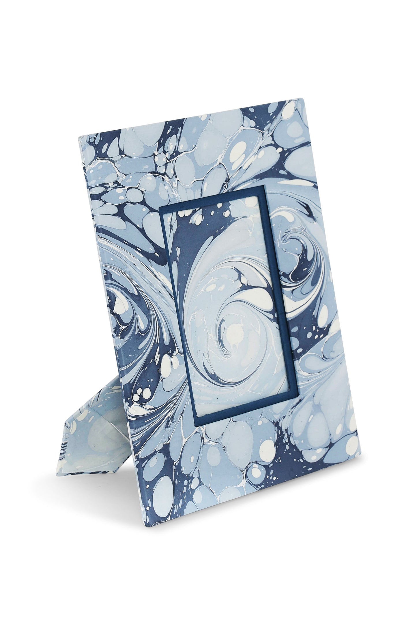Hand-Marbled Large Wall Picture Frame in Ocean Wave, 5x7