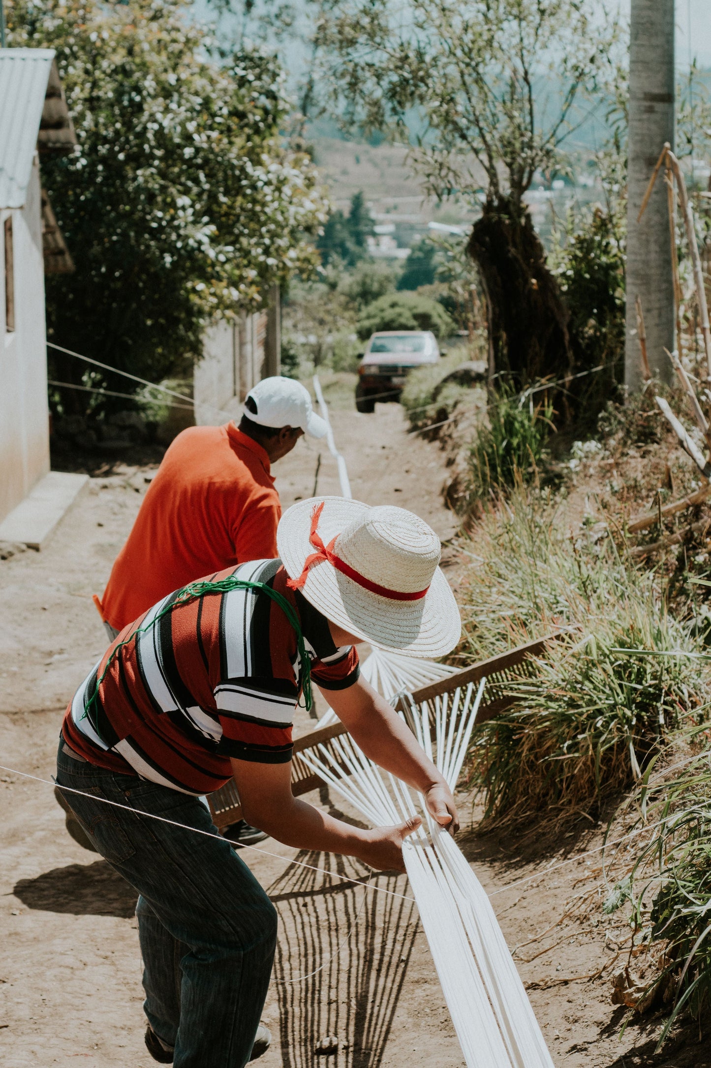 Palm Ikat Runner in Blue & Pink