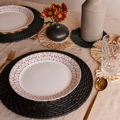 Capiz Shell Placemats With Black Rattan, Set of 2