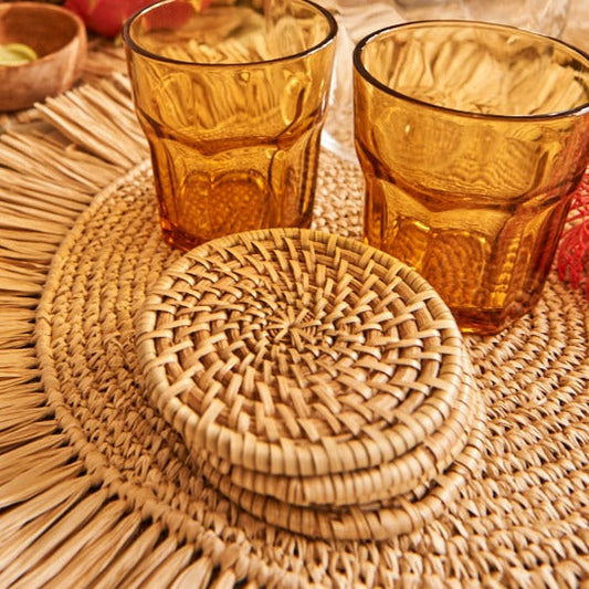 Laguna Woven Rattan Coasters, Set of 2