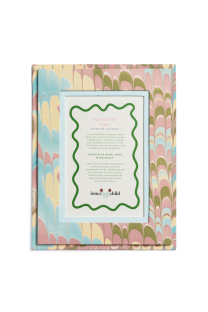 Hand-Marbled Picture Frame in Lilac Blues, 4x6