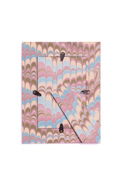 Hand-Marbled Picture Frame in Lilac Blues, 4x6