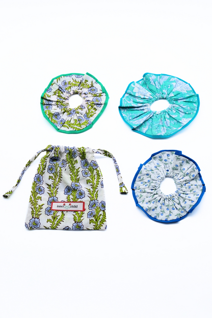 Maine Block Print Scrunchie Set