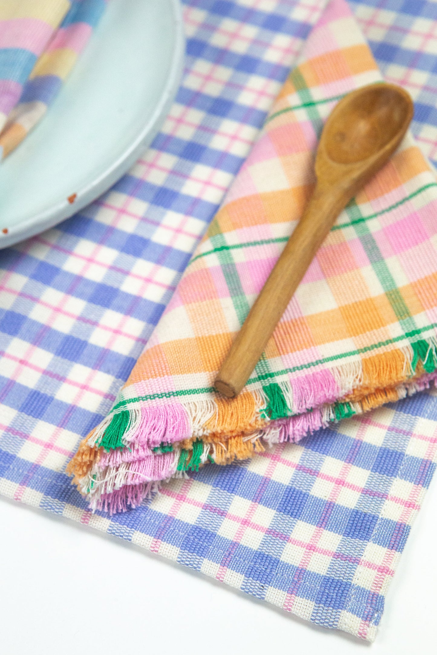 Sofia Plaid Placemat in Periwinkle Blue and Pink