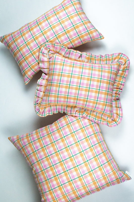 Marguerite Ruffle Plaid Pillow