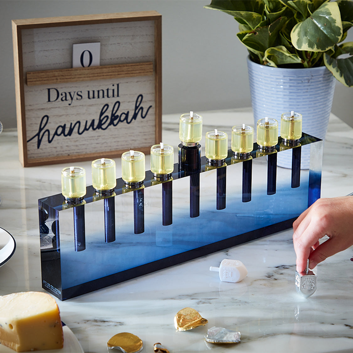 Oil Menorah Navy