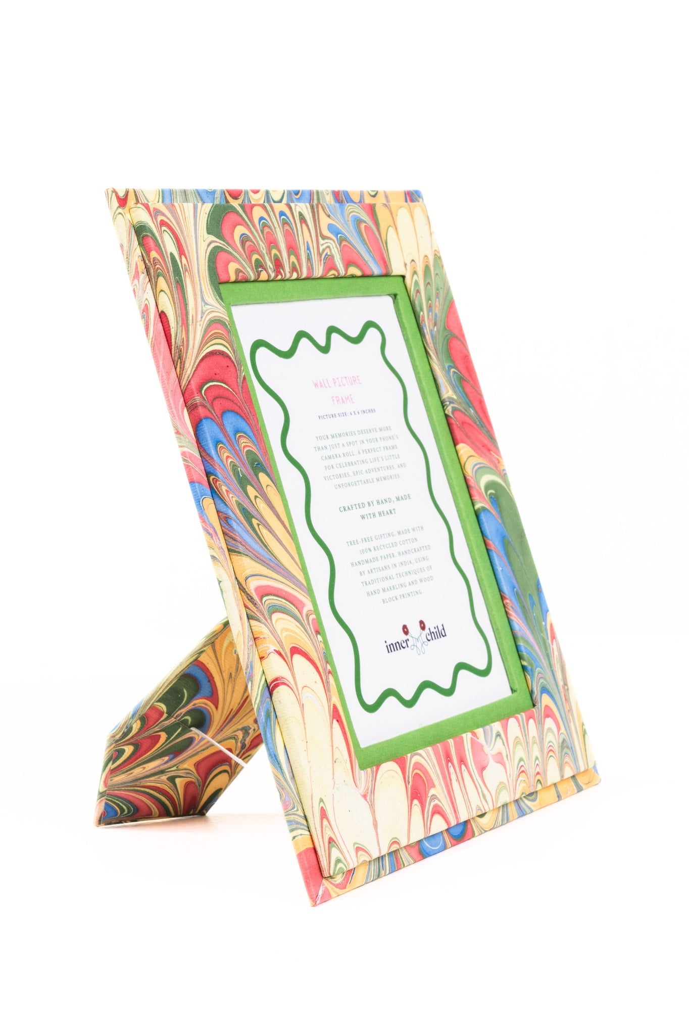 Hand-Marbled Picture Frame in Multicolor, 4x6