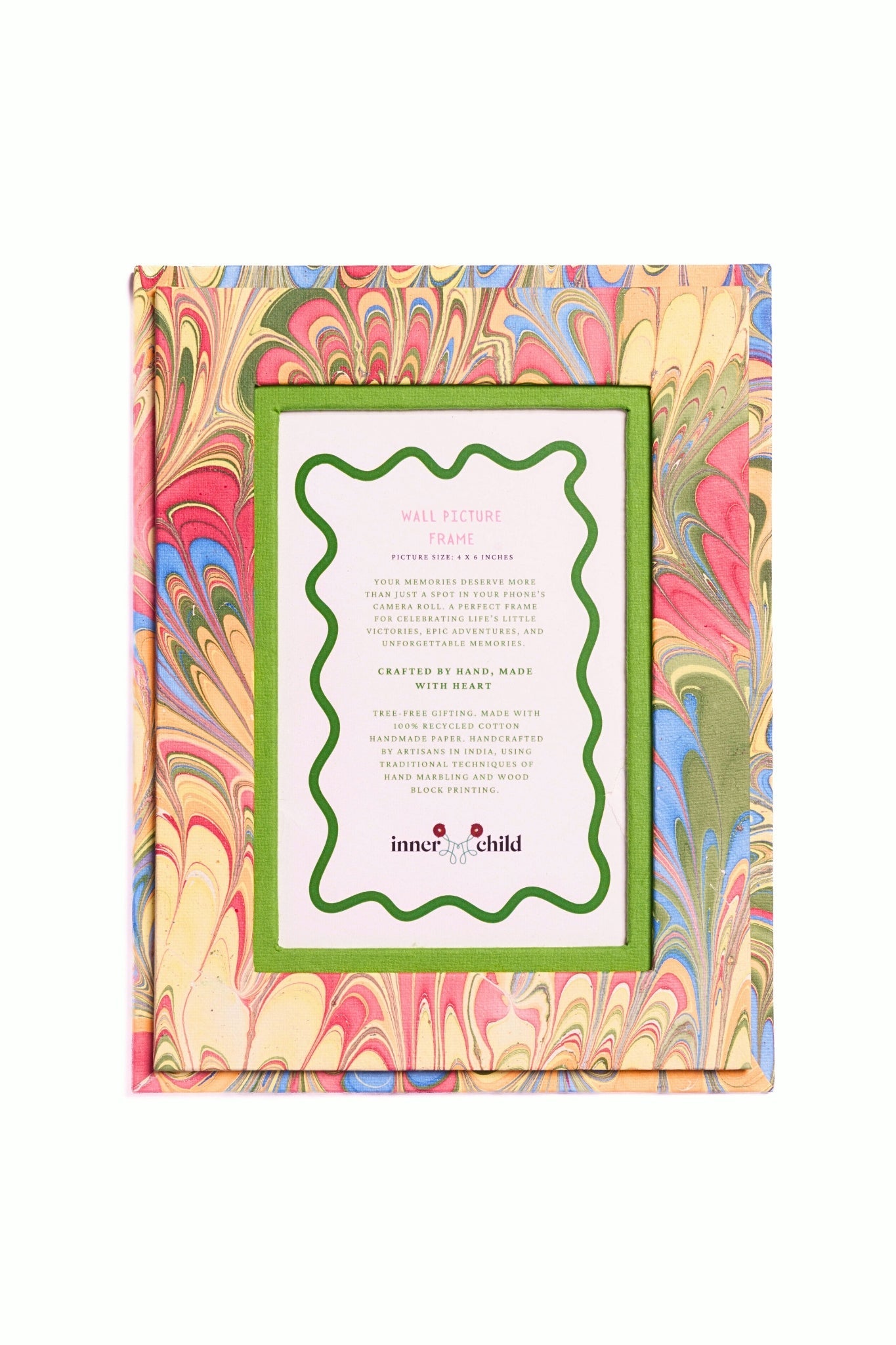 Hand-Marbled Picture Frame in Multicolor, 4x6
