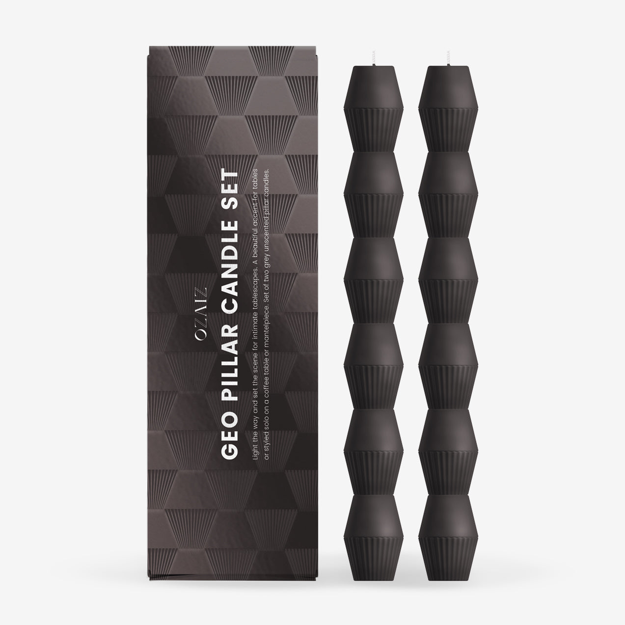 Geo Pillar Candle Refill (set 2) - Charcoal