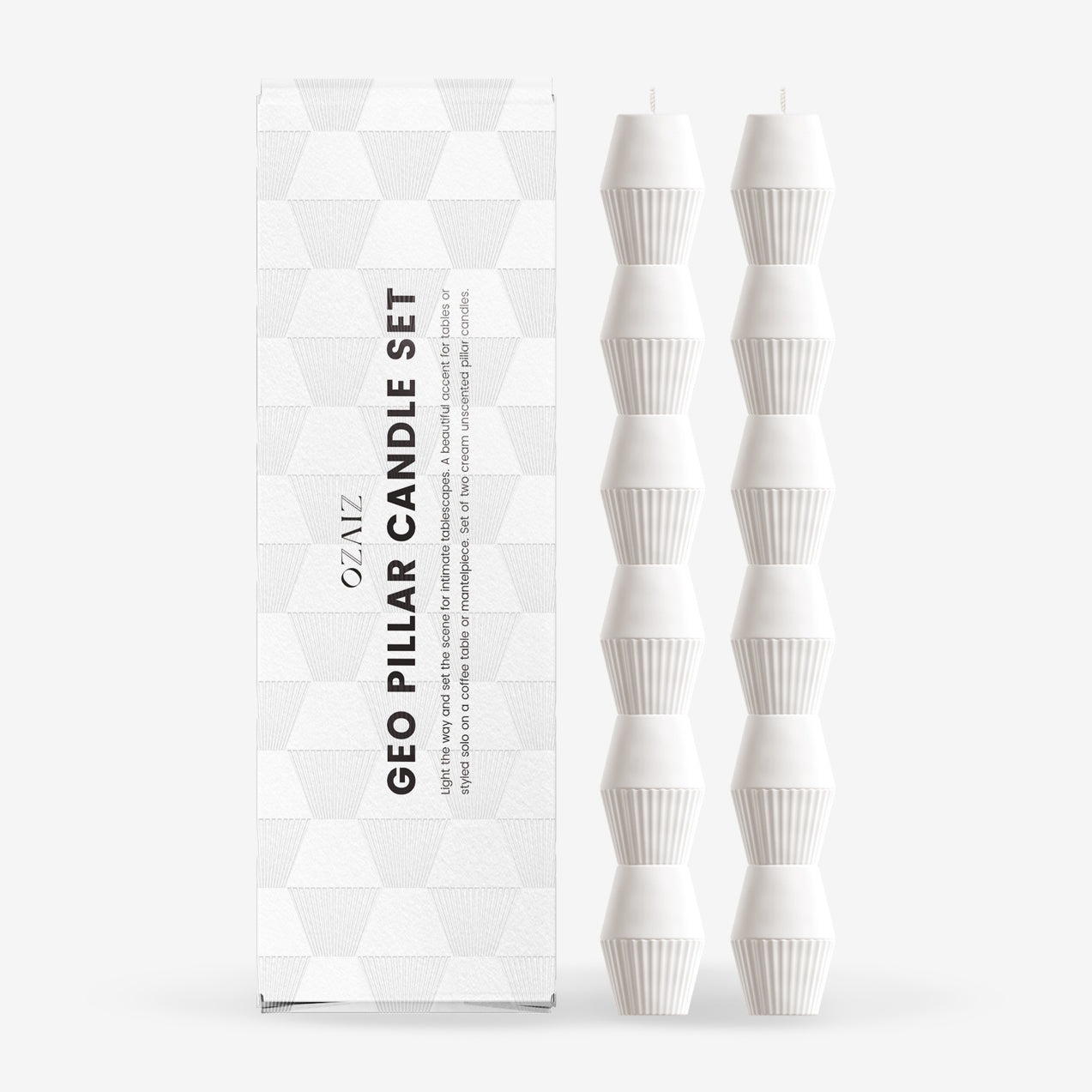 ZAI Geometric Pillar Candle in Ivory