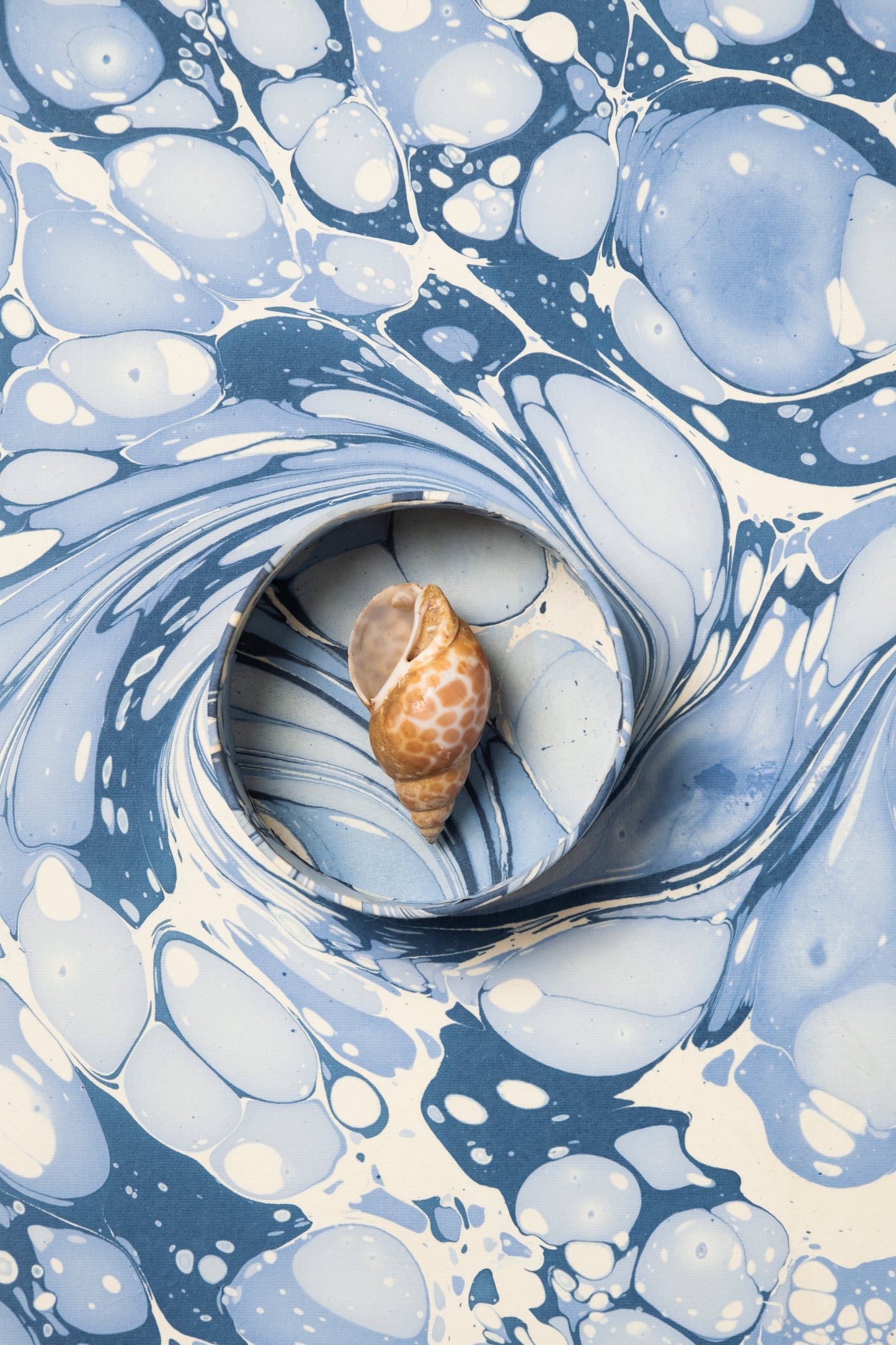 Nesting Hand-Marbled Oval Desk Tray Set in Ocean Wave
