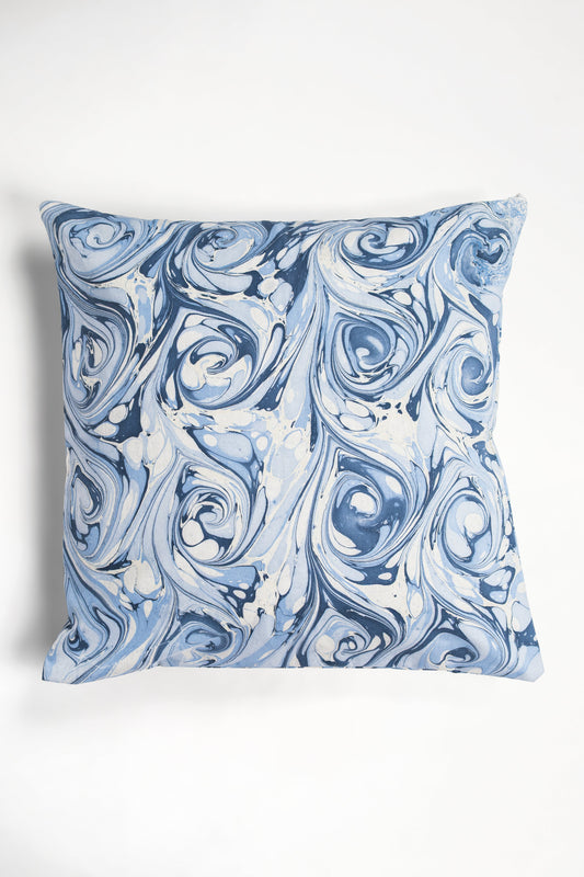 Ocean Wave Hand-Marbled Square Pillow, 20x20