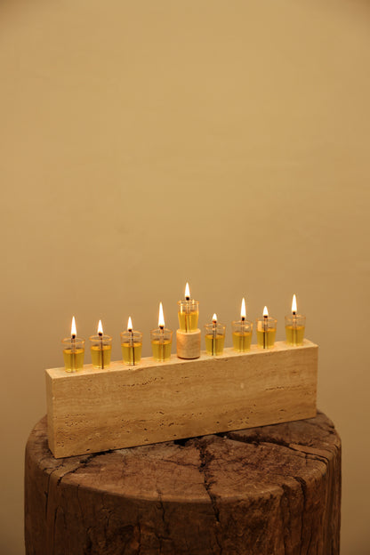 Travertine Oil Menorah