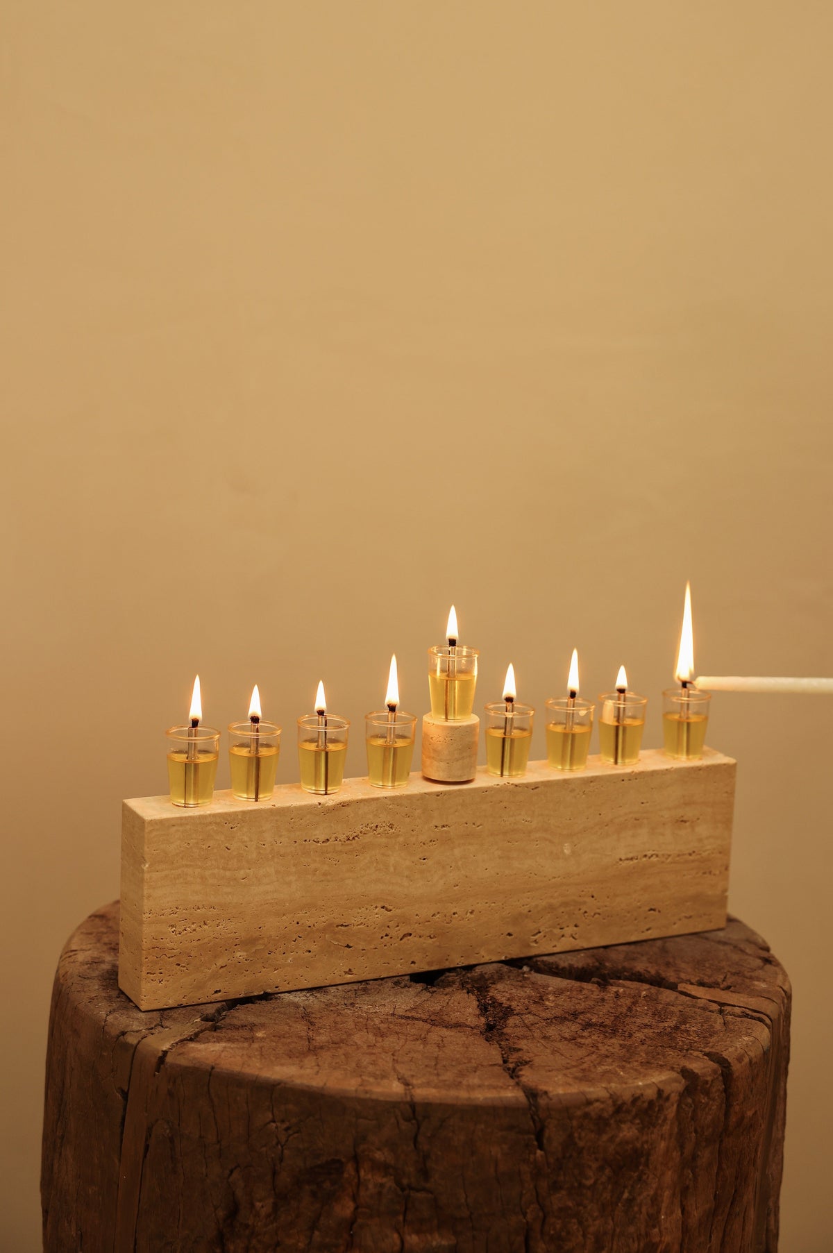 Travertine Oil Menorah