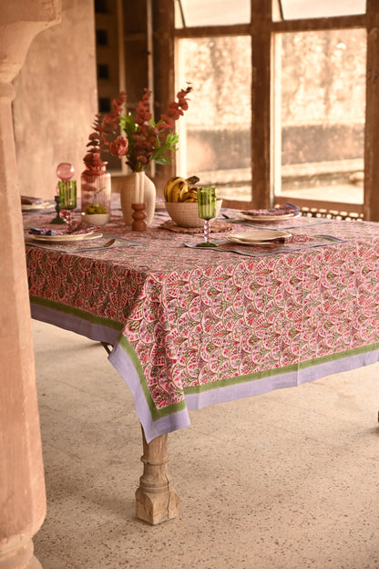 Pink Arch Blockprint Tablecloth