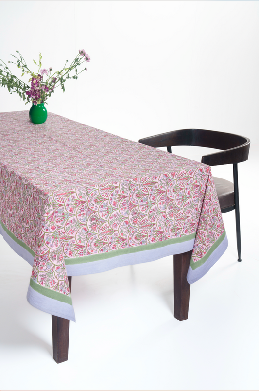 Pink Arch Blockprint Tablecloth