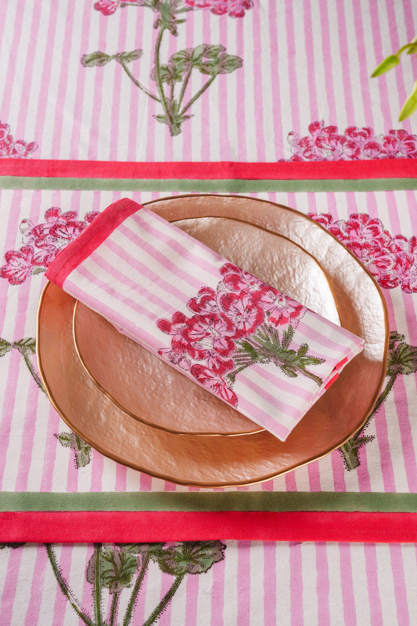 Pink Hydrangea Blockprint Napkins, Set of 4