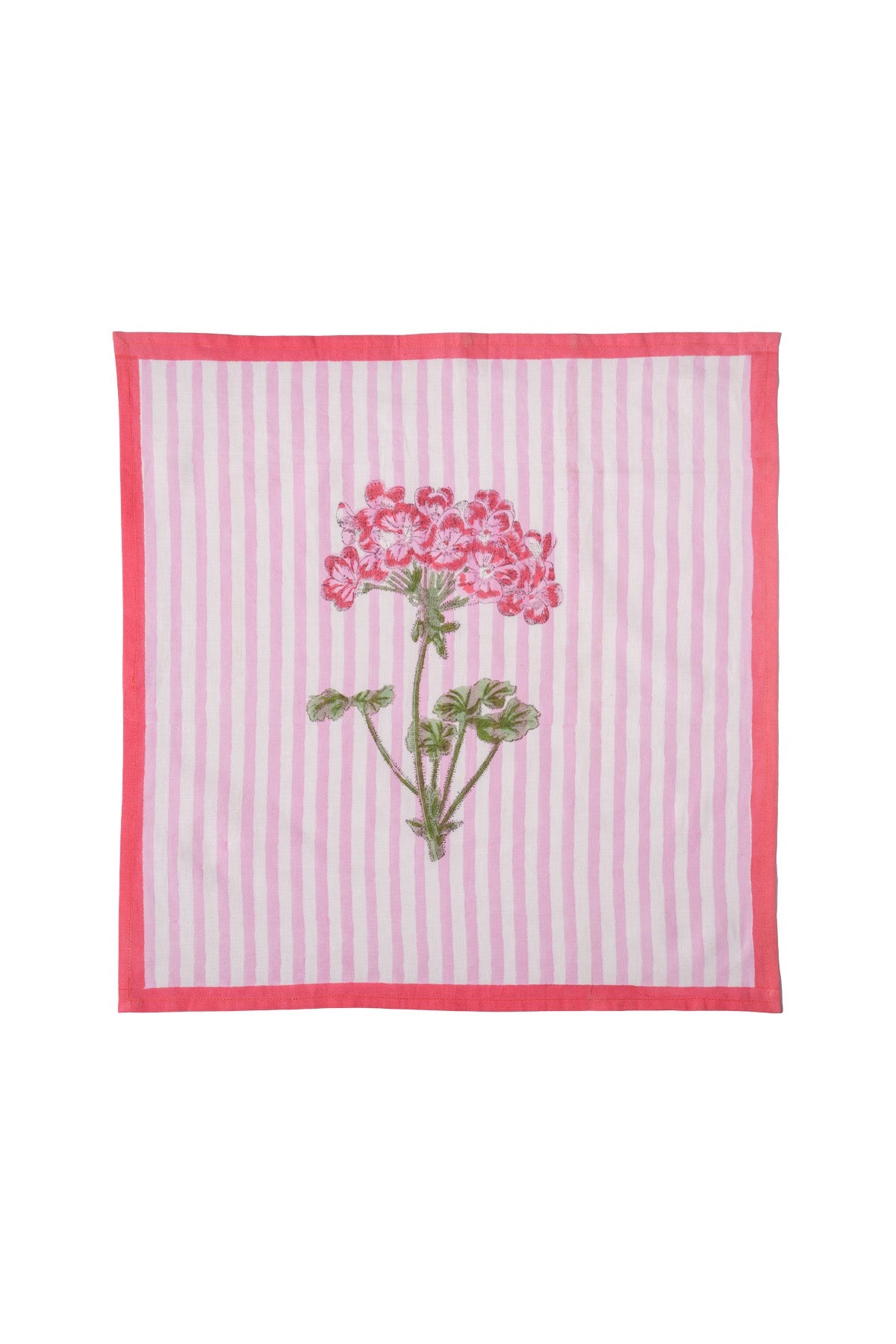 Pink Hydrangea Blockprint Napkins, Set of 4