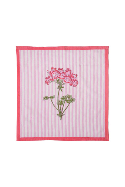 Pink Hydrangea Blockprint Napkins, Set of 4