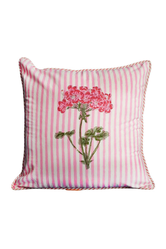 Pink Hydrangea Blockprint Pillow