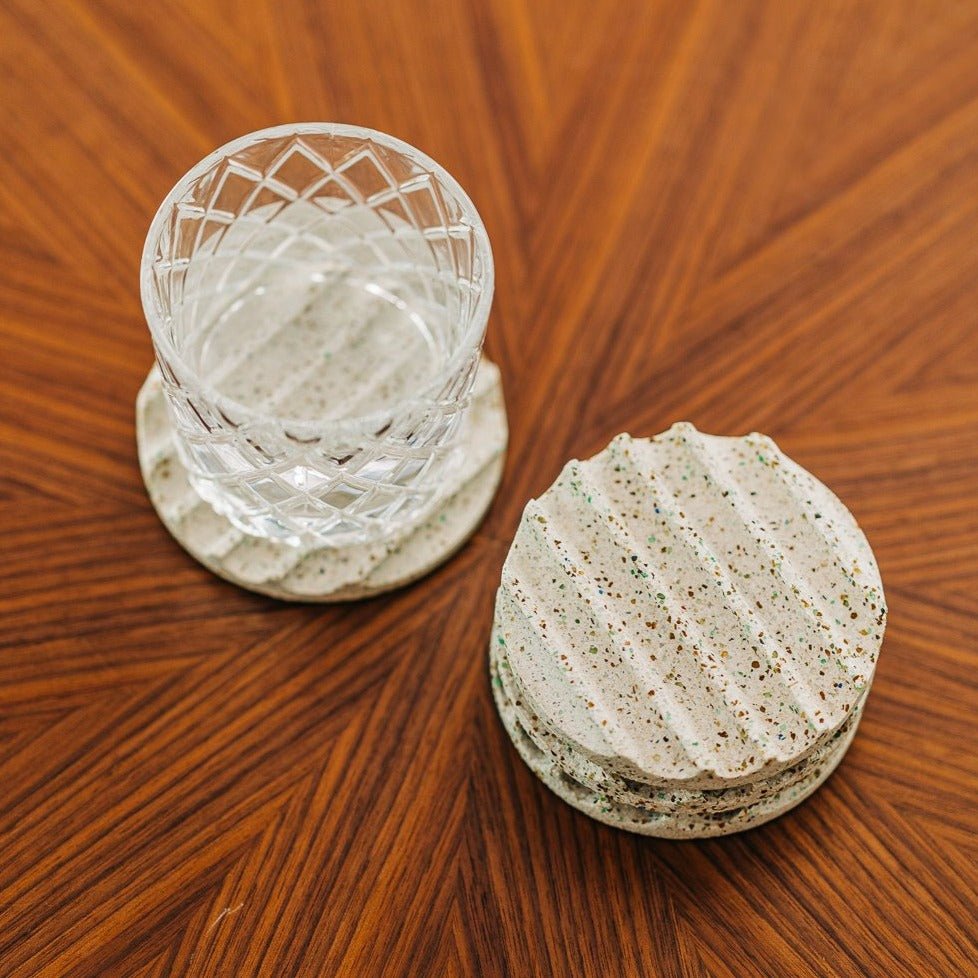 Coaster Set | White Terrazzo - pretti.cool