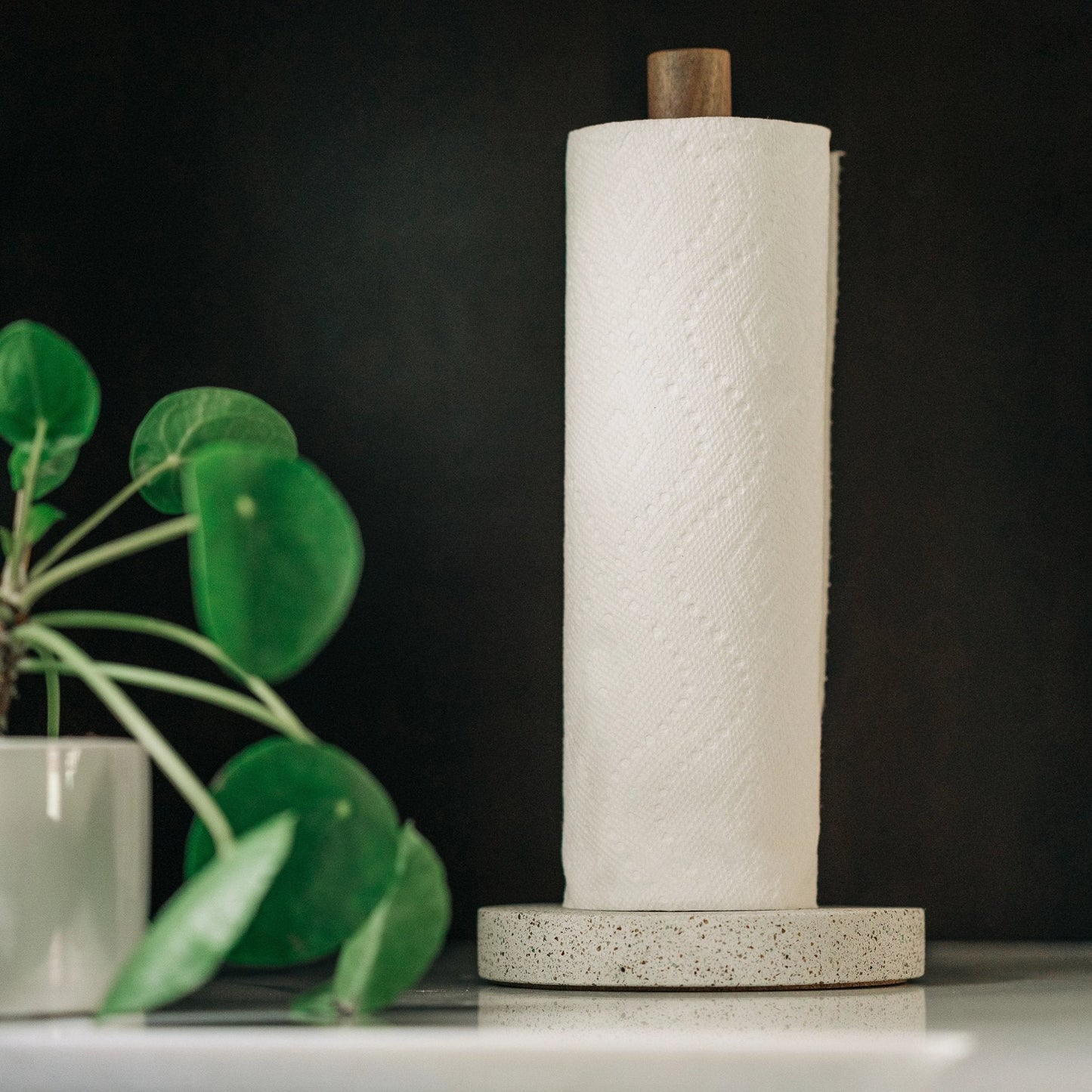 Paper Towel Holder | White Terrazzo