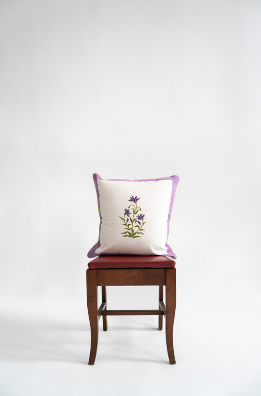 Purple Botanical Study Blockprint Pillow