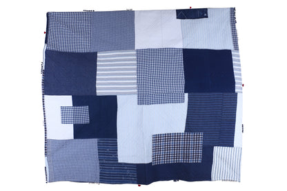 Blue Patchwork Recycled Quilt 92 x 100"