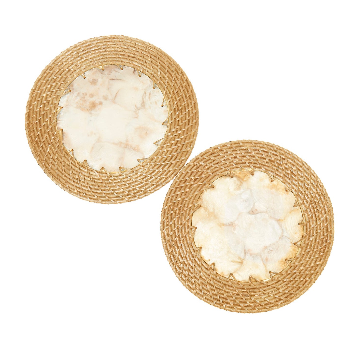 Capiz Shell Placemats With Natural Rattan, Set of 2