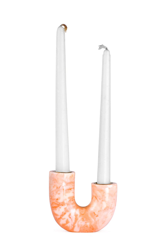 U Shaped Resin Candle holder- Pink, 2.5 x 4.5 Inches  (Set of 2)