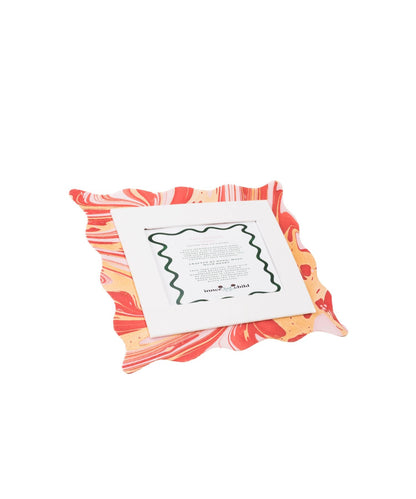 Red and Gold Scalloped Hand-Marbled Picture Frame 4x6 Picture