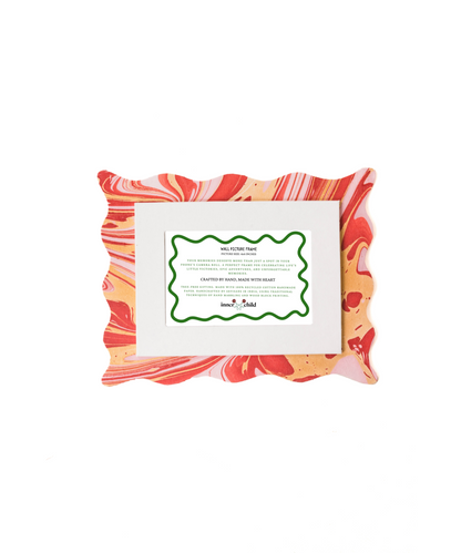 Red and Gold Scalloped Hand-Marbled Picture Frame 4x6 Picture