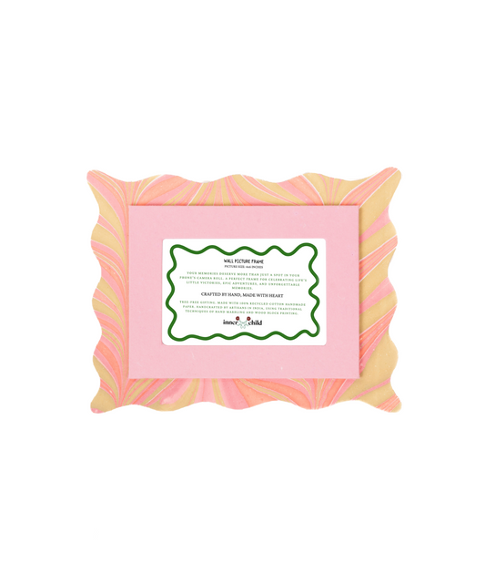Pink and Green Scalloped Hand-Marbled Picture Frame 4x6 Picture