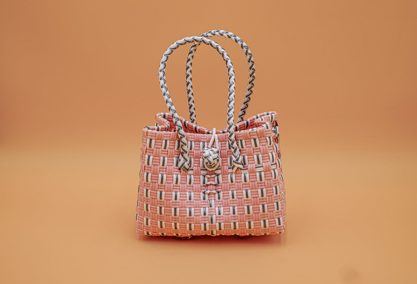 "Saigon Birkin" Recycled Plastic Bag in Light Pink and Grey