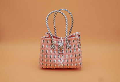 "Saigon Birkin" Recycled Plastic Bag in Light Pink and Grey