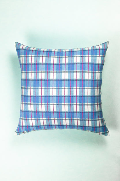 San Andres Gingham Blue & White Pillow
