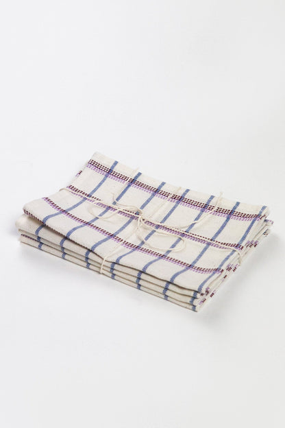 San Lucas Plaid White Cocktail Napkins Set of 4
