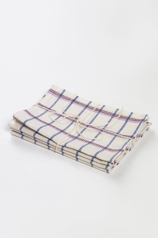 San Lucas Plaid White Cocktail Napkins Set of 4