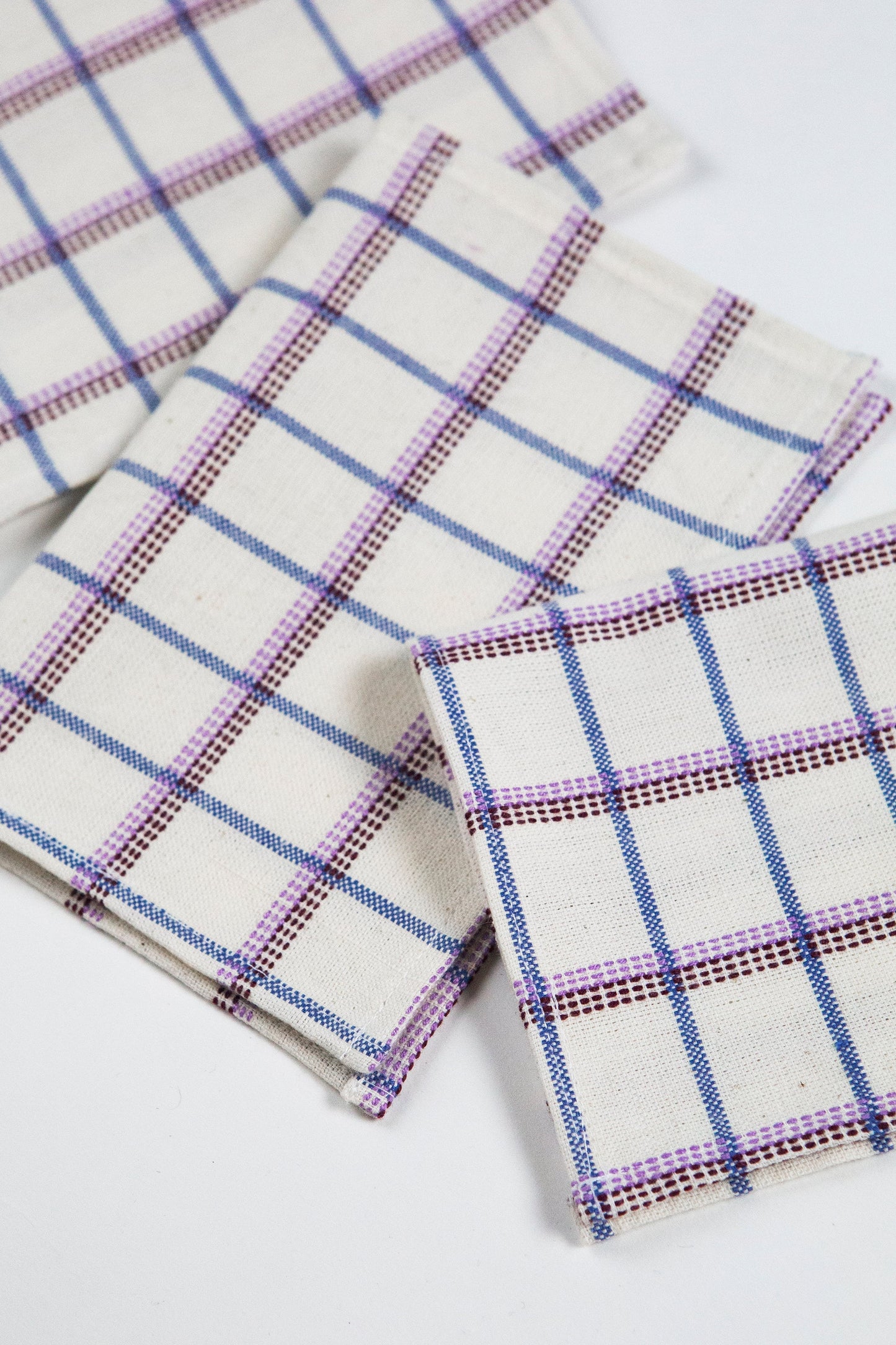 San Lucas Plaid White Cocktail Napkins Set of 4