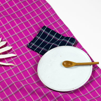 San Lucas Plaid Navy Cocktail Napkins, Set of 4