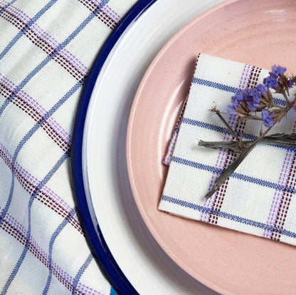 Backordered: San Lucas Plaid White & Lilac Table Runner