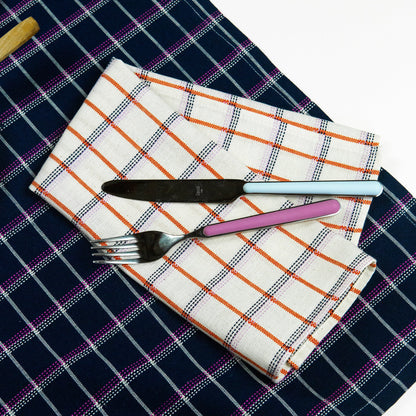 San Lucas Plaid White & Orange Napkins