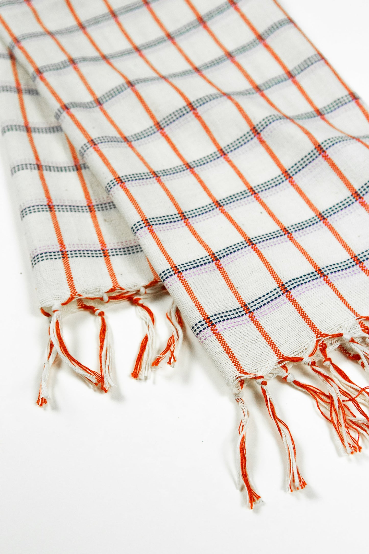 San Lucas Plaid White & Orange Kitchen Towel
