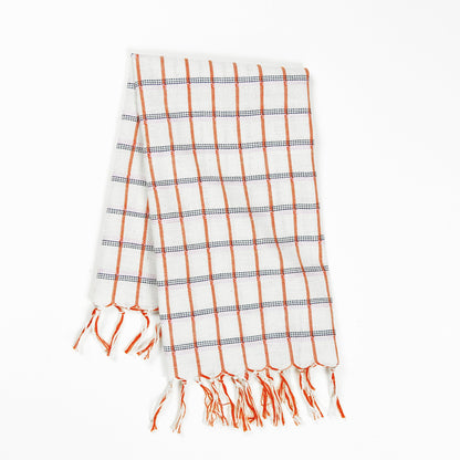 San Lucas Plaid White & Orange Kitchen Towel