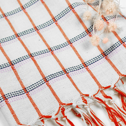 San Lucas Plaid White & Orange Kitchen Towel