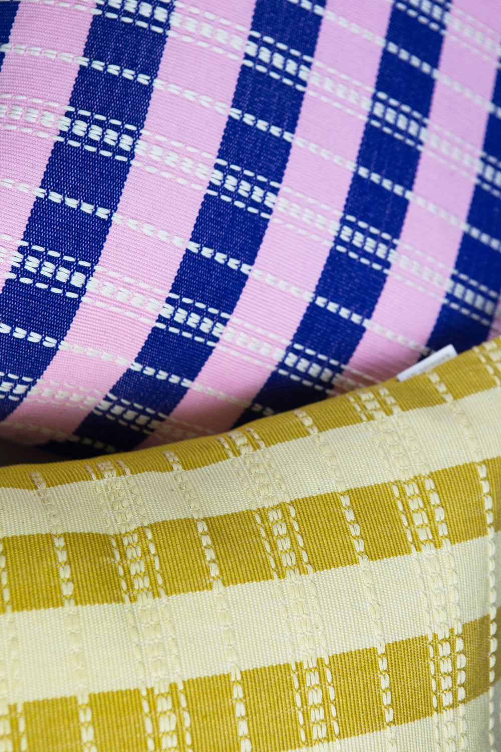 Santiago Grid Pillow - Royal and Baby Pink