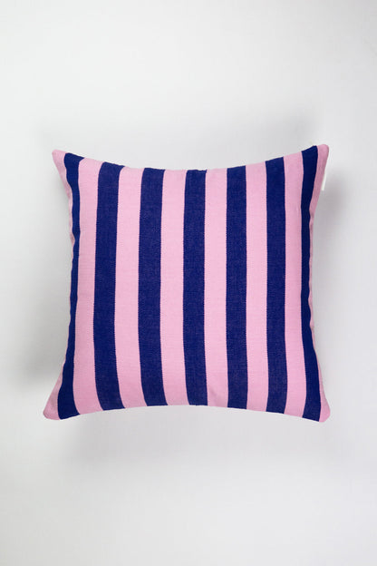 Santiago Grid Pillow - Royal and Baby Pink