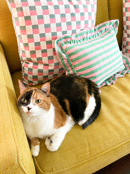 Flora Stripe Ruffle Pillow